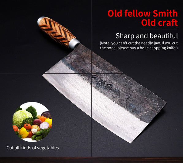 Traditional Iron Kitchen Knife High Carbon Steel Blade Clip Steel Forged Kitchen Knife Household Sharp Old-Fashioned Meat Cleaver - KingCutlery