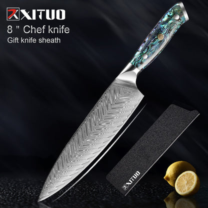 Damascus Steel Japanese Santoku Knives - KingCutlery