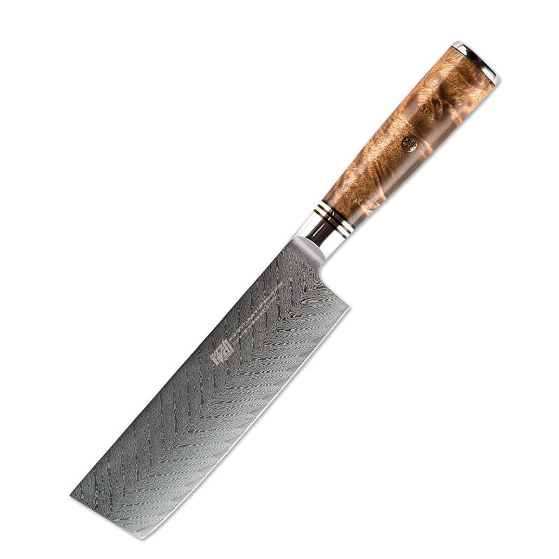 Damascus Shadow Wood 6.5 Inch  Bone Pattern Sushi Knife - KingCutlery
