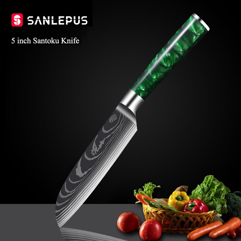 1-10 Pcs Chef Knife Set Japanese Santoku - KingCutlery