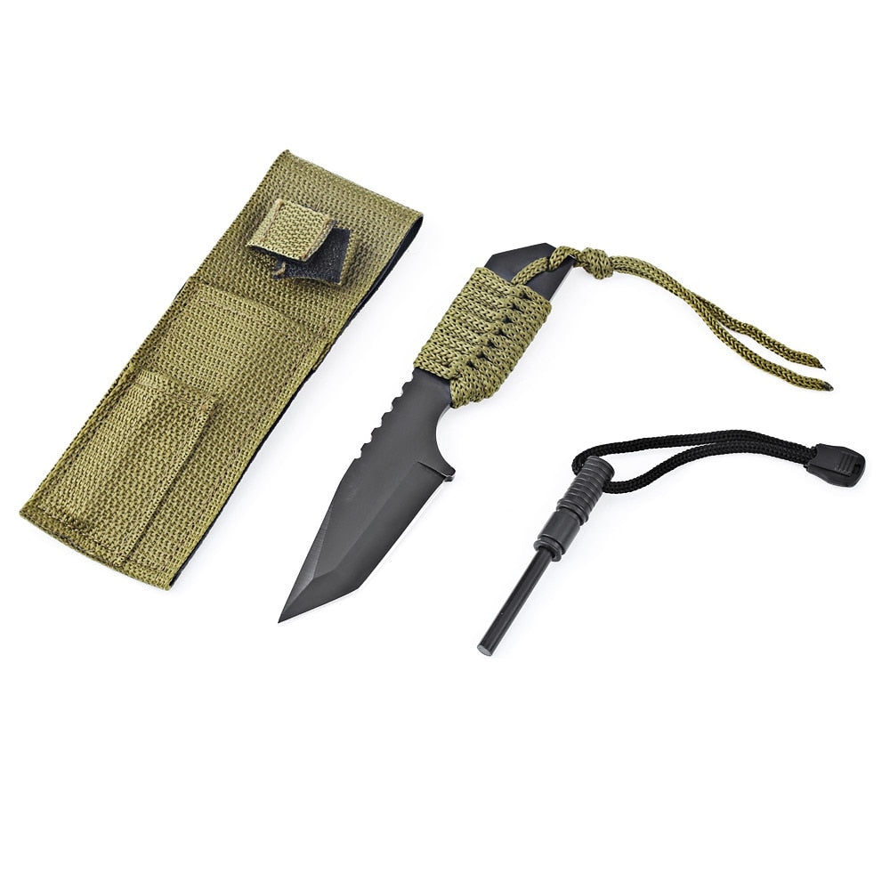 Survivor Camping Tanto Knife with Fire Starter - KingCutlery