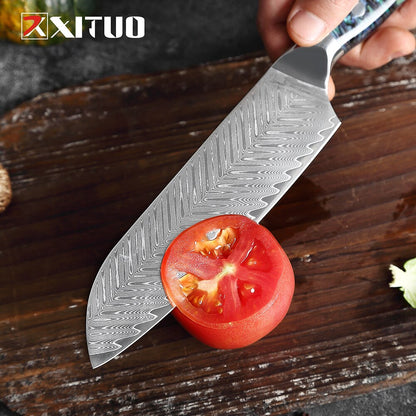 Damascus Steel Japanese Santoku Knives - KingCutlery