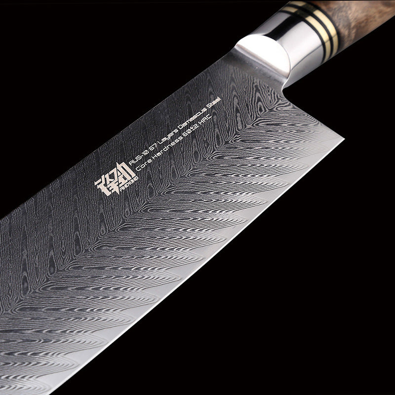 Damascus Shadow Wood 6.5 Inch  Bone Pattern Sushi Knife - KingCutlery