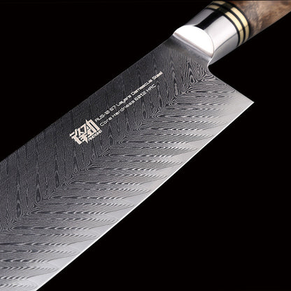 Damascus Shadow Wood 6.5 Inch  Bone Pattern Sushi Knife - KingCutlery