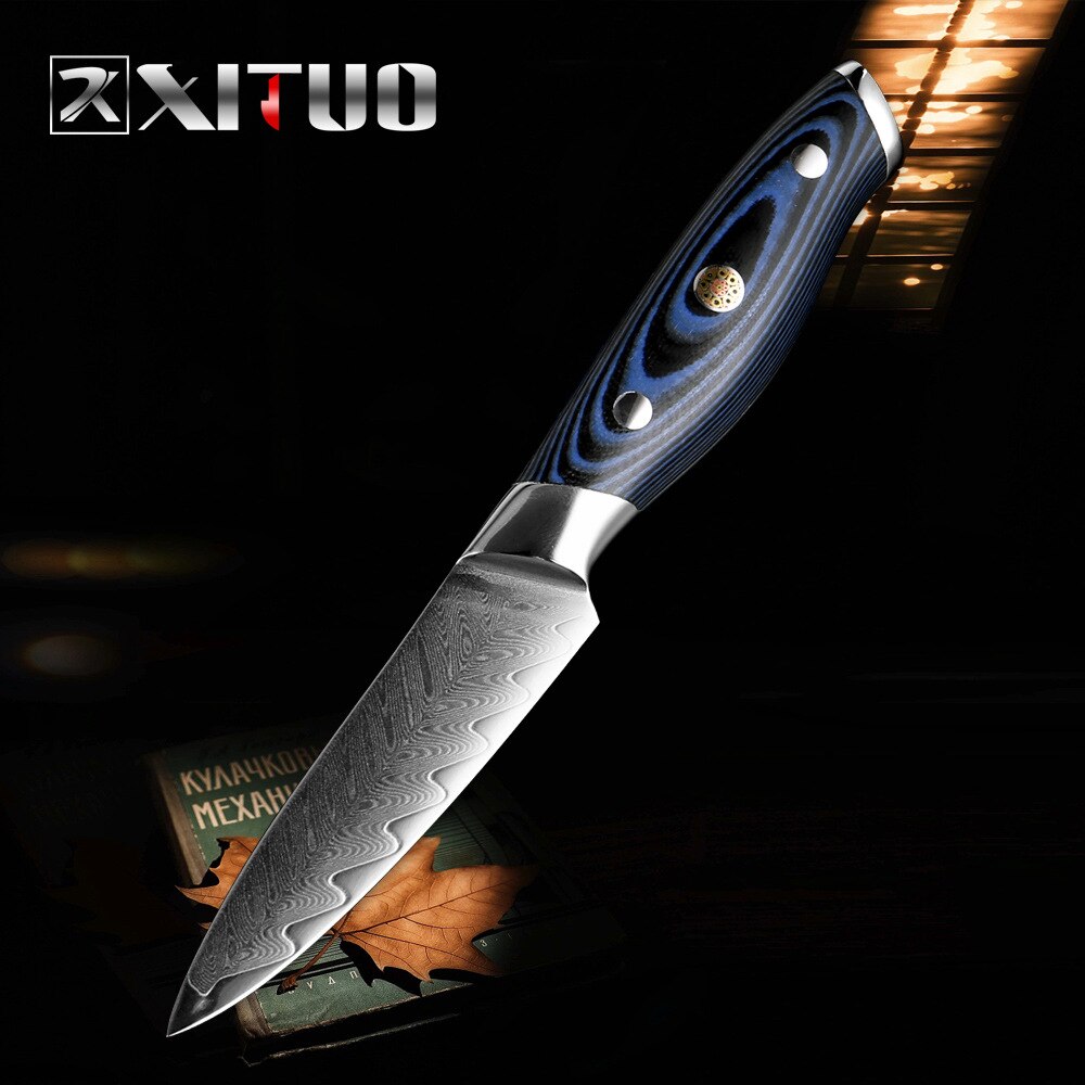 XITUO Damascus Chef Knife Plum Rivet Handle - KingCutlery