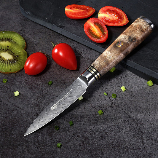 Damascus Shadow Wood Fruit Knife - KingCutlery