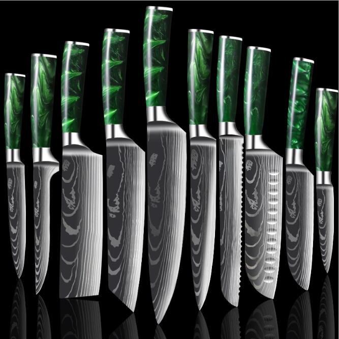 1-10 Pcs Chef Knife Set Japanese Santoku - KingCutlery